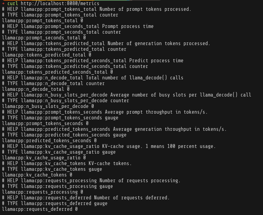 llama.cpp raw metrics