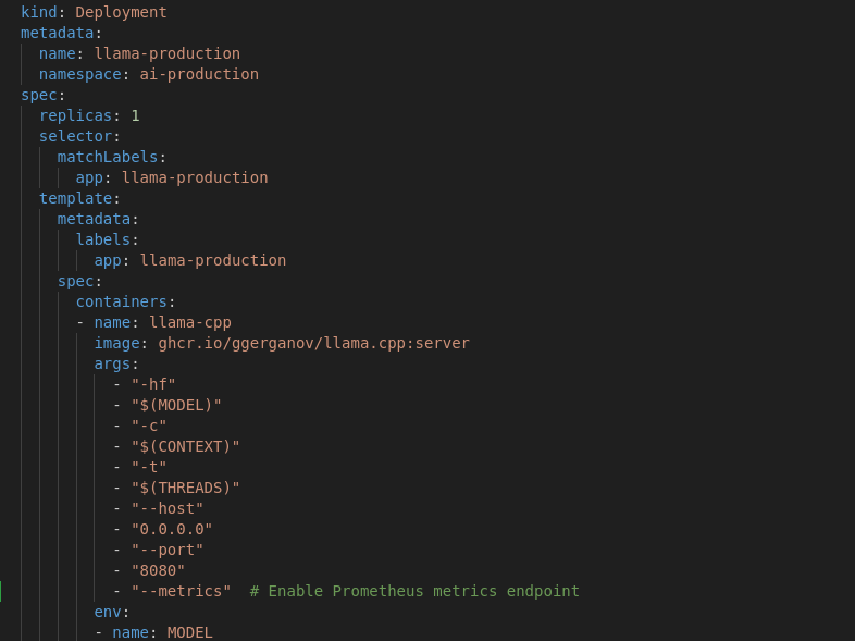 llama.cpp metrics endpoint enabled